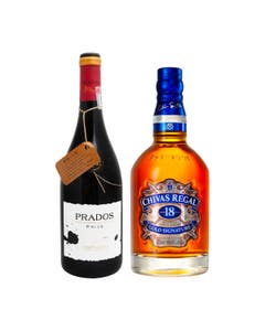 Vino Tinto Prados Prive Pagos De Moncayo 750ml + Whisky Chivas Regal 18 Años 750ml 