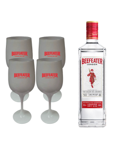 Ginebra Beefeater 750 ml + 4 Copas de Vidrio