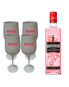 Gin Beefeater London Pink Fresa 700 ml + 4 Copas de Vidrio