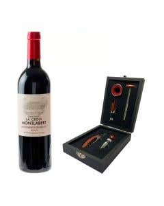 Vino Tinto Chateau La Croix Montlabert 750ml + Kit para Vino 5 Piezas