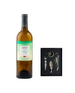 Vino Blanco Serie By La Europea Sauvignon Blanc 750ml + Estuche para vinos 4 piezas