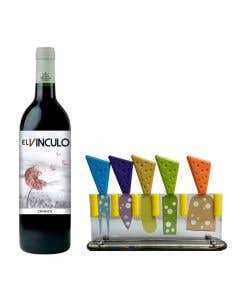 Vino Tinto El Vinculo Crianza - 750 ml + Set de Cuchillos para Quesos