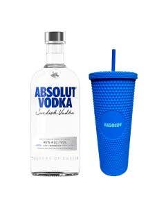 Vodka Absolut Azul 750 ml + Vaso color Azul