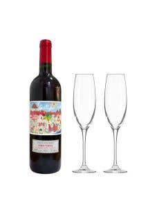Vino Tinto Garrafas Grenache Merlot Syrah 750ml+ 2 Copas