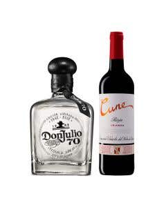 Tequila Don Julio 70 Añejo Cristalino 700 ml + Vino Tinto Cune Crianza 750 ml