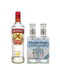 Vodka Smirnoff X1 Tamarindo 750 ml + Agua Tónica Fever Tree Light 4 Pack 200 ml