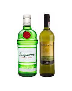 Ginebra Tanqueray London Dry 750 ml + Vino Blanco Gran Viña Blanco 750 ml