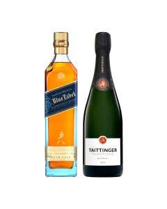 Whisky Johnnie Walker Blue Label 750 ml + Champagne Taittinger Brut Reserve 750 ml