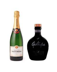 Tequila Añejo Cristalino Las Garrafas Águila Coronada 700 ml + Champagne Taittinger Brut Reserve 750 ml