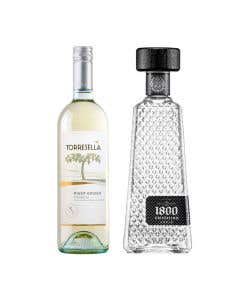 Tequila 1800 Cristalino 700 ml + Vino Blanco Pinot Grigio Stelvin Torresell 750 ml