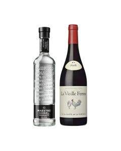 Tequila Maestro Dobel Diamante 700 ml + Vino Tinto Perrin Vieille Ferme 750 ml