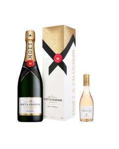 Champagne Moet Brut 750ml Estuche + Vino Rosado Whispering Angel 375 ml