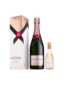 Champagne Moet Rose 750 ml Estuche +  Vino Rosado Whispering Angel 375 ml