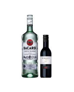 Ron Bacardi Blanco  980 ml + Vino Tinto Merlot Calvet 187 ml