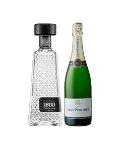 Tequila 1800 Añejo Cristalino 700 ml + Vino Espumoso  Louis Perdrier Brut 750 ml