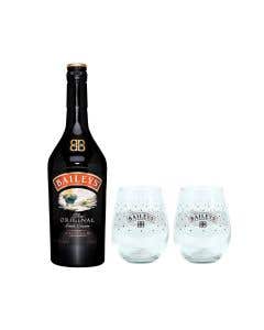 Crema de Whisky Baileys Original 700 ml + 2 Vasos de Cristal