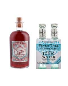 Ginebra Monkey 47 Sloe 500 ml + Agua Tonica Fever tree light 4 Pack 200 ml