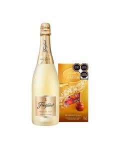 Vino Espumoso Carta Nevada Freixenet Semi 750 ml + Chocolate Lindor surtido caja - 168 g