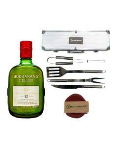 Whisky Buchanan's Deluxe 12 años Blended Scotch 750 ml + 1 Set parrillero + 1 Set porta vasos
