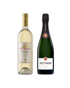 Champagne Taittinger Brut 750 ml + Vino Blanco Pinot Grigio Santa Margherita 750 ml