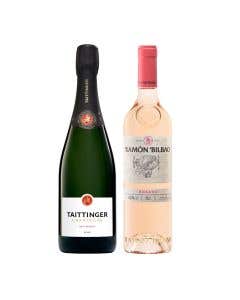Champagne Taittinger Brut Reserve 750 ml + Vino Rosado Ramon Bilbao 750 ml