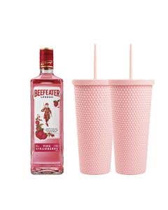 Ginebra Beefeater London Pink Fresa 700 ml + 2 Termos Rosas
