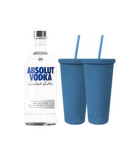 Vodka Absolut Azul 750 ml + 2 Vasos Azul