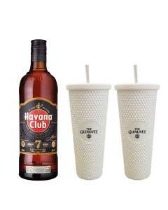 Ron Havana 7 Años 700 ml + 2 Vasos Blanco