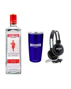 Ginebra Beefeater 750 ml + 1 + Termo azul + Audífonos
