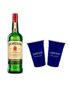 Whiskey Irlandes Jameson 750 ml + 2 Vasos Azul
